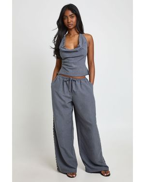 Boohoo Stud Cowl Neck Trouser Co-Ord - Blue