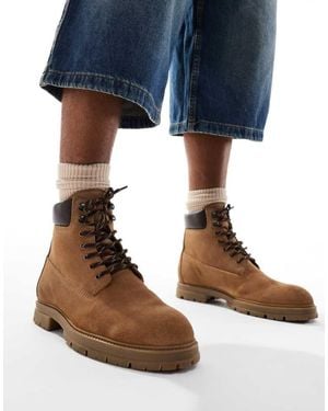 ASOS Lace Up Worker Boot - Blue