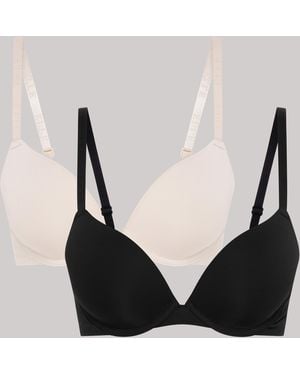 Elle Multi Pack (2) Padded Smooth Bra Branded Strap - Black