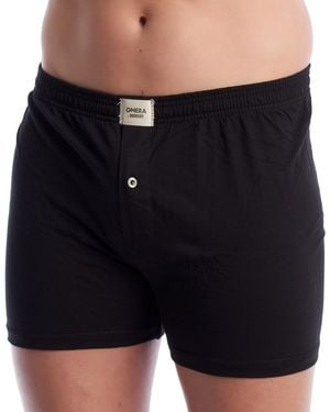 Omera Organic Cotton Boxer Shorts With Button 2012 - Black