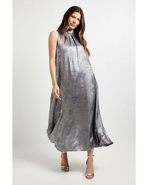 PRINCIPLES Metallic Halterneck Maxi Dress - Grey