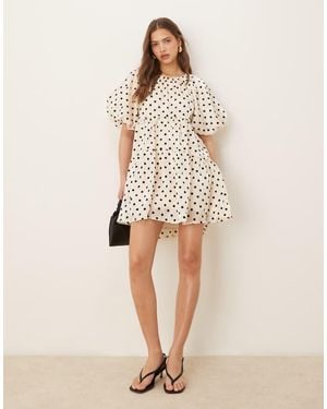 Y.A.S Ballon Sleeve Voluminous Mini Dress - Natural
