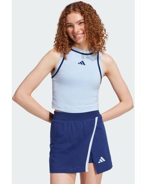 adidas Essentials Color-Pop Cotton Crop Tank Top - Blue