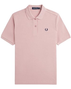 Fred Perry Plain Dusty Rose Polo Shirt Cotton - Pink