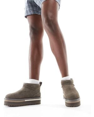 Tommy Hilfiger Suede Flatform Boots - Grey