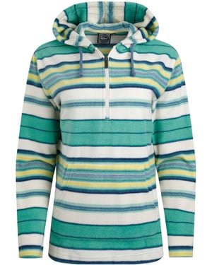 Weird Fish Ladies Lana Stripe Microfleece Quarter Zip Hoodie (Aqua Marine) - Green