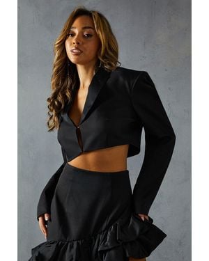 MissPap Tailored Cropped Blazer - Grey