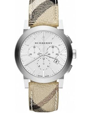 Burberry Bu9360 The City Nova Check Chronograph Watch - Metallic