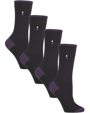 Heat Holders 4 Pairs Ladies Ultralite Lightweight Thermal Socks - Black