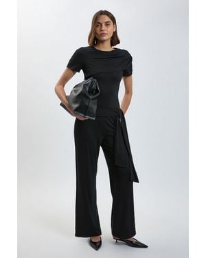 Karen Millen Viscose Jersey Tie Waist Trouser - Blue