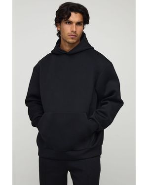 BoohooMAN Oversized Boxy Bonded Scuba Hoodie - Blue