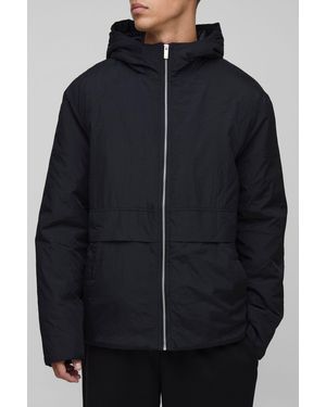 BoohooMAN Tall Regular Fit Zip Up Hooded Windbreaker - Blue