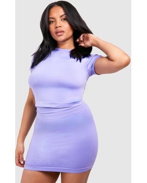 Boohoo Plus Supersoft Premium Seamless Seam Detail Open Back Top - White