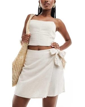 In The Style Linen Look Tie Side Skort - White