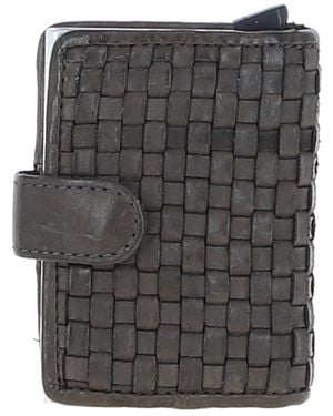 Ashwood Leather 'La Perfetto' Metal & Woven Card Wallet Case - Grey