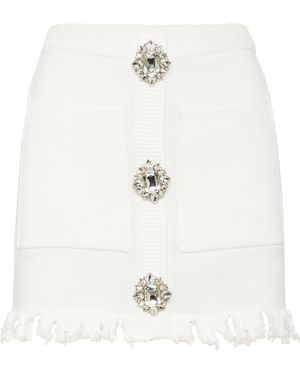 Philipp Plein Gebreide Korte Rok Monogram - Wit