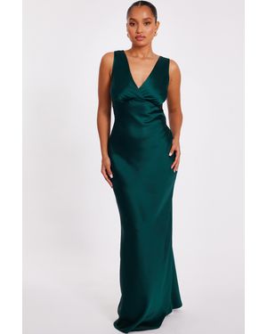 Quiz Petite Bottle Cowl Back Maxi Dress - Green