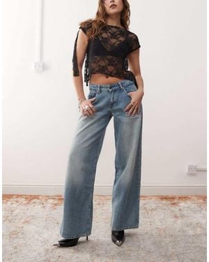 Motel Roomy Extra Wide Low Rise Jeans - Blue