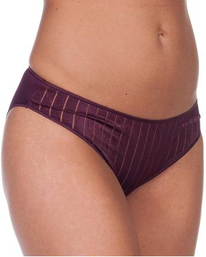 Selene Vanesa Striped Fabric Bikini Bottom - Purple