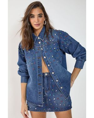 Nasty Gal Denim Jewel Mini Skirt - Blue