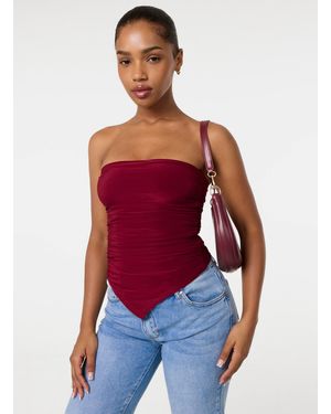 Pink Vanilla Ruched Slinky Bandeau Top - Red