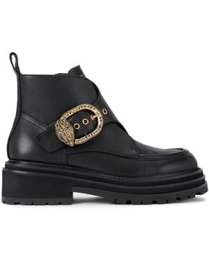 Kurt Geiger Mayfair Buckle-Embellished Chunky Leather Ankle Boots - Black