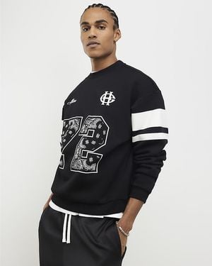 River Island Sweatshirt Oversized Fit Bandana Cotton - Black