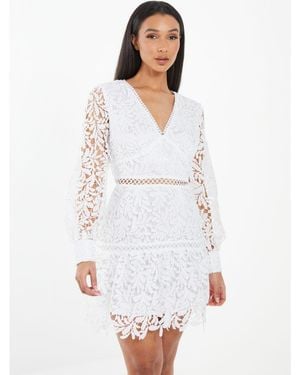 Quiz White Lace Skater Dress