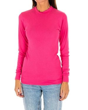 Kisses&Love Long-Sleeved T-Shirt With Half-High Collar 1625-M - Pink