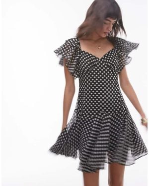 TOPSHOP Ruffle Mini Tea Dress - Black