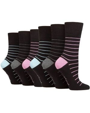 Gentle Grip 6 Pack Ladies Non Elastic Loose Top Bamboo Socks - Black