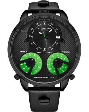 Stuhrling Terratime Triple-Time 4051 Quartz 50Mm - Green