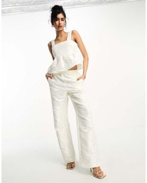 Y.A.S Bridal Jacquard Trousers Co-Ord - White