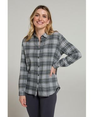 Mountain Warehouse Ladies Balsam Brushed Flannel Longline Shirt (Dark) Cotton - Grey