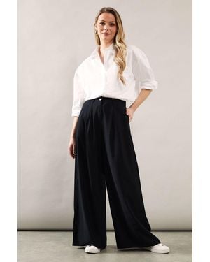 Wallis Tencel Pleat Front Wide Leg Relaxed Trouser - White