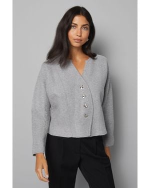 Wallis Curved Knitted Jacket - Grey
