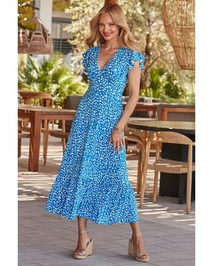 Sosandar Oceana Fleck Print Maxi Dress - Blue