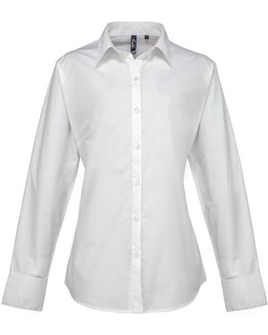 PREMIER Ladies Supreme Poplin Long-Sleeved Formal Shirt - White