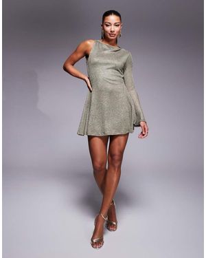 ASOS Chainmail Angel Sleeve Mini Dress With Cowl Back - Grey