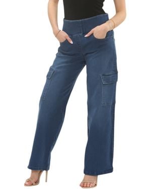 MYT Tummy Control Wide Leg Cargo Jeans - Blue