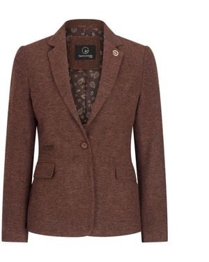 TruClothing Rust Herringbone Wool Tweed Check Blazer - Brown