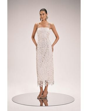 Karen Millen Petite Lace Detail Strappy Midi Dress - Pink