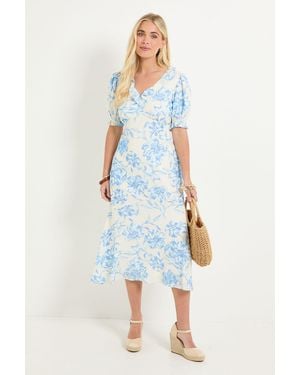 Wallis Petite Summer Floral Tea Dress - Blue