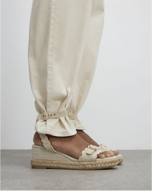 River Island Scallop Trim Wedges - Natural