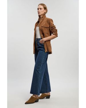 Karen Millen Denim Button Front Straight Leg Jean - Blue