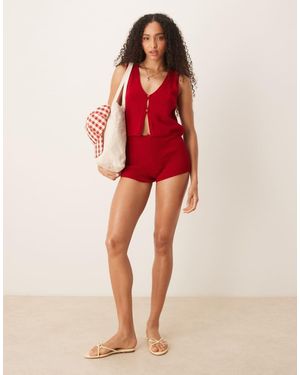 ASOS Bianca Buttoned Waistcoat Co-Ord - Red