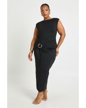 Boohoo Plus Ruched Wrap Detail Midaxi Dress - Black