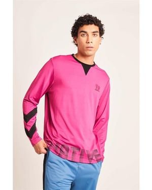 Native Youth Geller Large Genie Relaxed Fit Long Sleeve Crew Neck T-Shirt - Pink