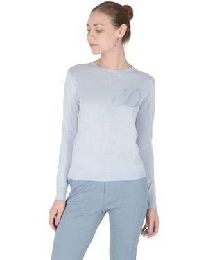 Crown of Edinburgh Cashmere Long Sleeve Art 004 Light Letter D - Blue
