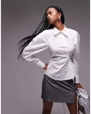 & Other Stories Shirt With Asymmetric Button Front Volume Sleeves - Grey